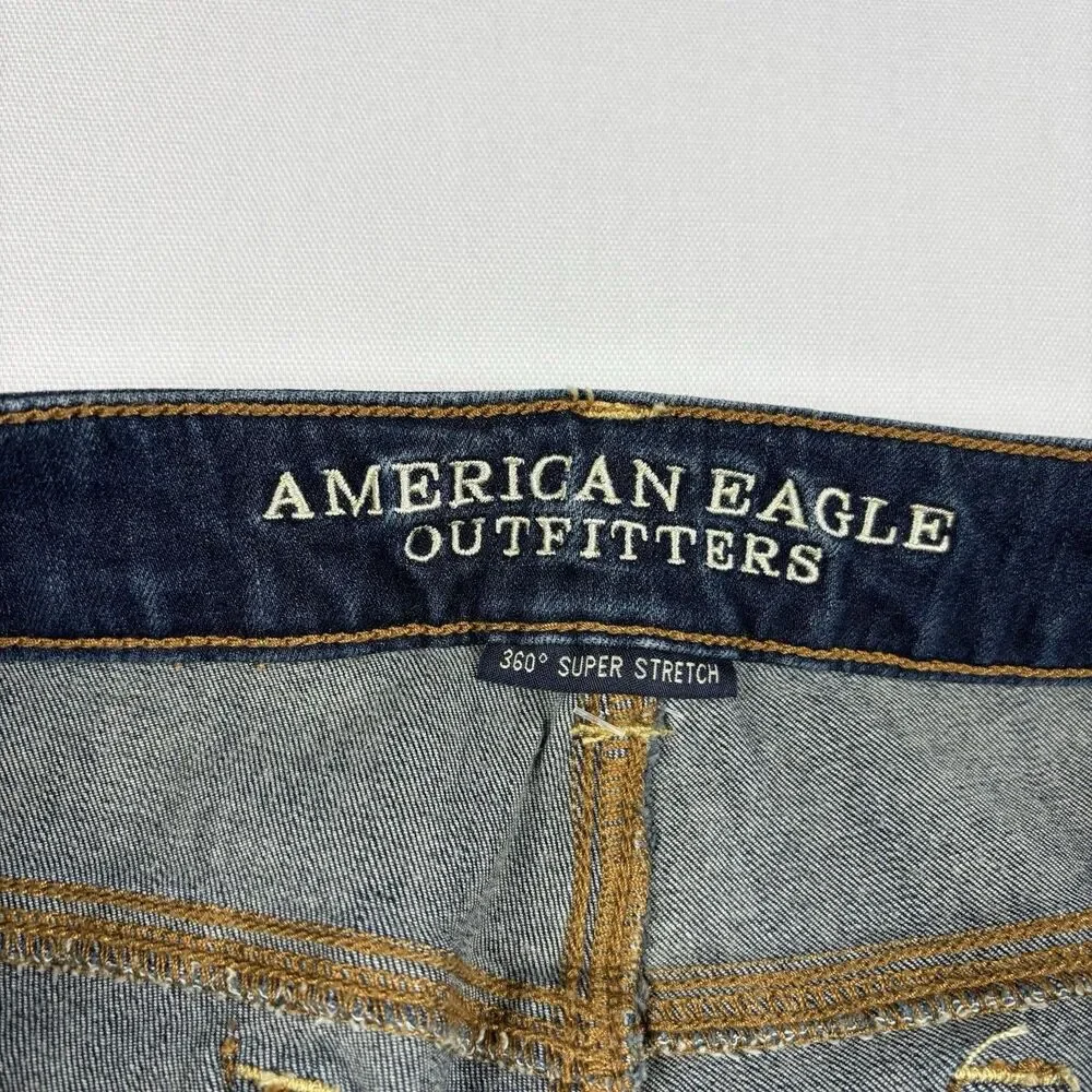 American Eagle Jeans Skinny Kick Boot Cut 360 Super Stretch Womens Size 16 Blue